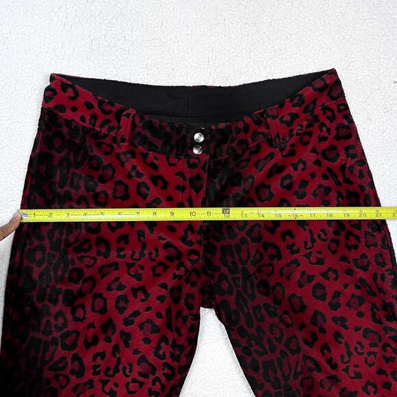 Vintage Lip Service Freaks in Fur Red Faux Leopard Print Pants 11 Y2K Mall Goth - Picture 9 of 16